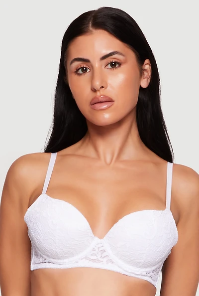 Patterned Lace Plunge Bra