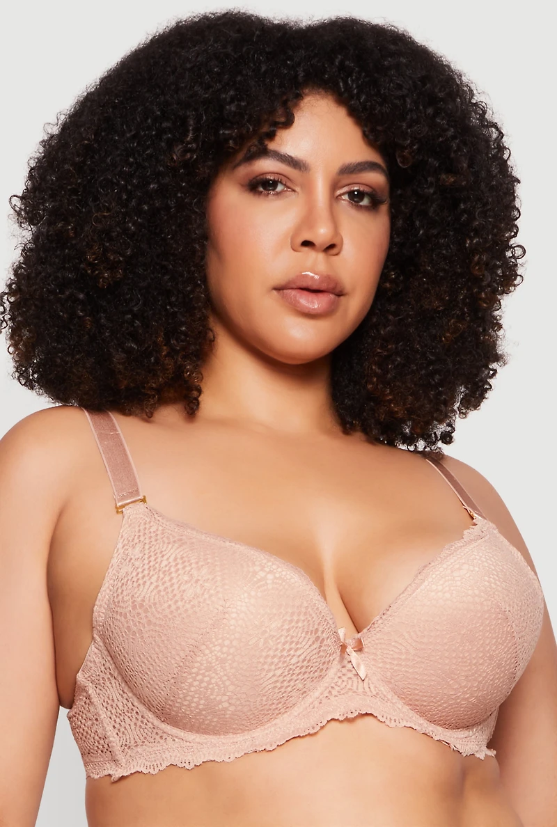 Plus Scallop Trim Convertible Plunge Bra