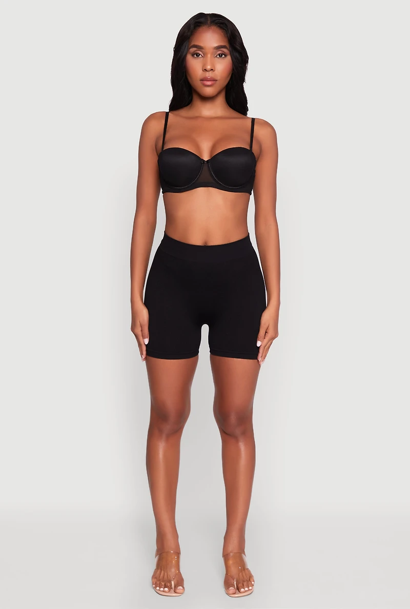 Womens Mesh Solid Convertible Balconette Bra, Black, Size 36D