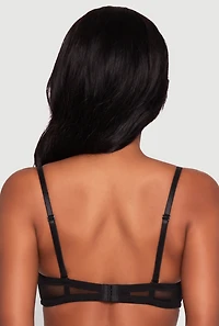 Womens Mesh Solid Convertible Balconette Bra, Black,