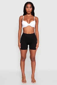 Womens Laser Cut Plunge Bra with Adjustable Straps, White,