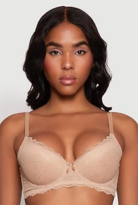Womens Lace Convertible Plunge Bra, Beige, Size 34C