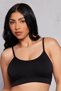 Womens Seamless Wide Band Bralette, Black, Size L