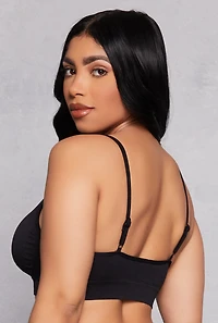 Womens Seamless Wide Band Bralette, Black, Size L