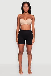 Womens Stylish Padded Push Up Balconette Bra with Clear Back Straps, Beige,