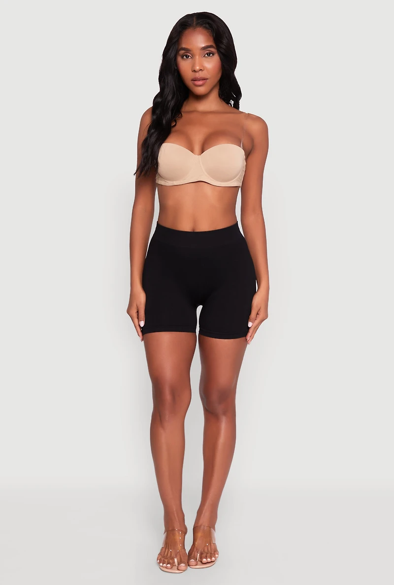 Womens Stylish Padded Push Up Balconette Bra with Clear Back Straps, Beige, Size 34D