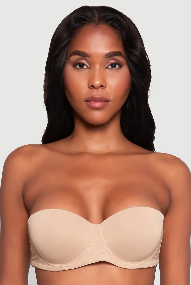 Stylish Padded Push Up Balconette Bra with Clear Back Straps