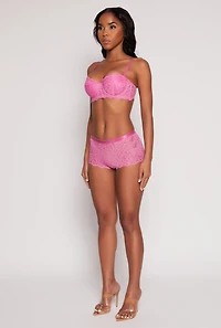 Womens Lace Floral Balconette Bra | Converts to Strapless, Pink, Size 34D