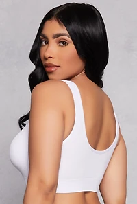 Womens Ribbed Knit Solid Sports Bra, White, Size S