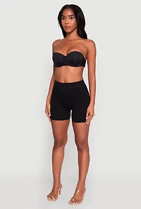 Womens Elegant Padded Push Up Balconette Bra with Clear Back Strap, Black, Size 36D