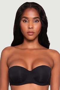 Womens Elegant Padded Push Up Balconette Bra with Clear Back Strap, Black, Size 34C