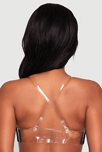 Elegant Padded Push Up Balconette Bra with Clear Back Strap