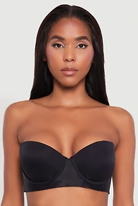 Womens Laser Cut Padded Balconette Bra | Converts to Strapless, Black,