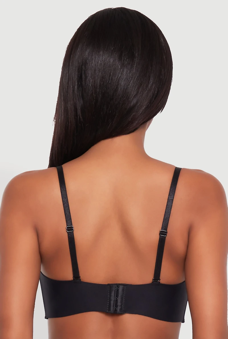Womens Laser Cut Padded Balconette Bra | Converts to Strapless, Black, Size 36D