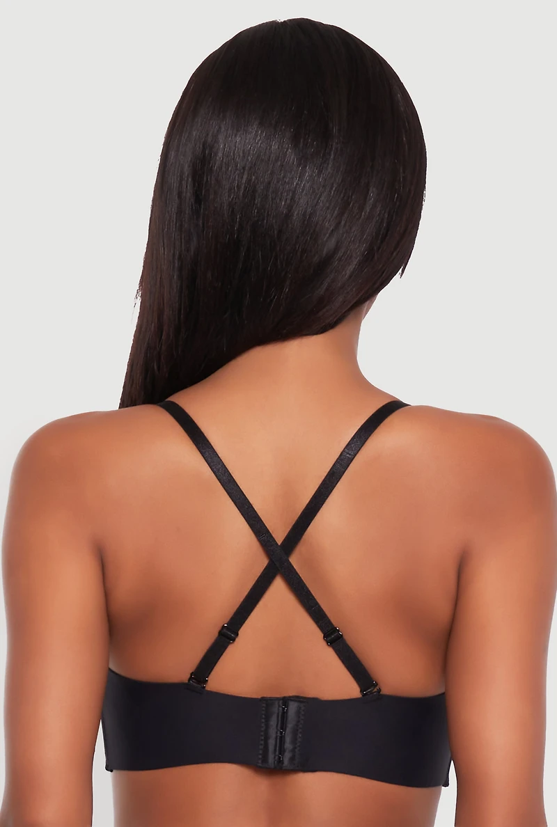 Womens Laser Cut Padded Balconette Bra | Converts to Strapless, Black, Size 36D