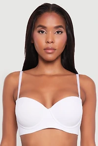 Womens Stylish Padded Push Up Balconette Bra | Convertible to Strapless, White, Size 36D