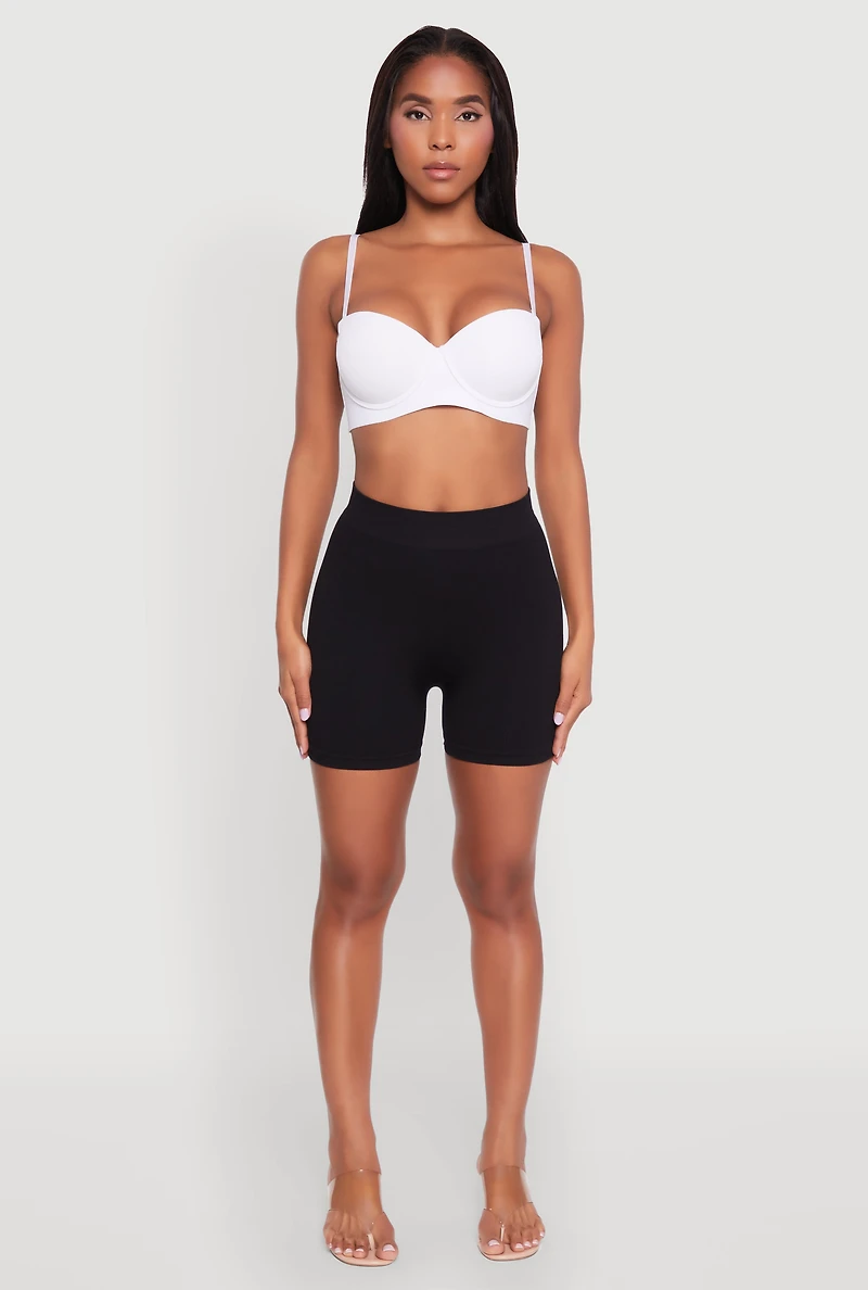 Womens Stylish Padded Push Up Balconette Bra | Convertible to Strapless, White, Size 36C