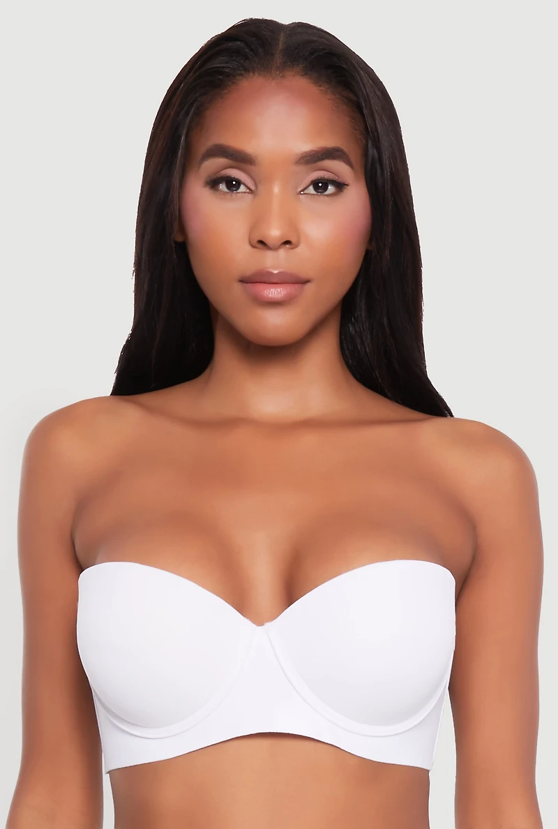 Womens Stylish Padded Push Up Balconette Bra | Convertible to Strapless, White, Size 36C