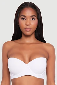 Womens Stylish Padded Push Up Balconette Bra | Convertible to Strapless, White, Size 36D