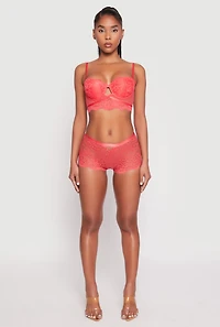 Womens Caged Convertible Longline Lace Balconette Bra, Red, Size 36D