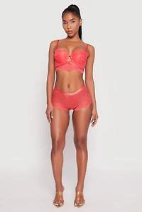 Womens Caged Convertible Longline Lace Balconette Bra, Red, Size 36D