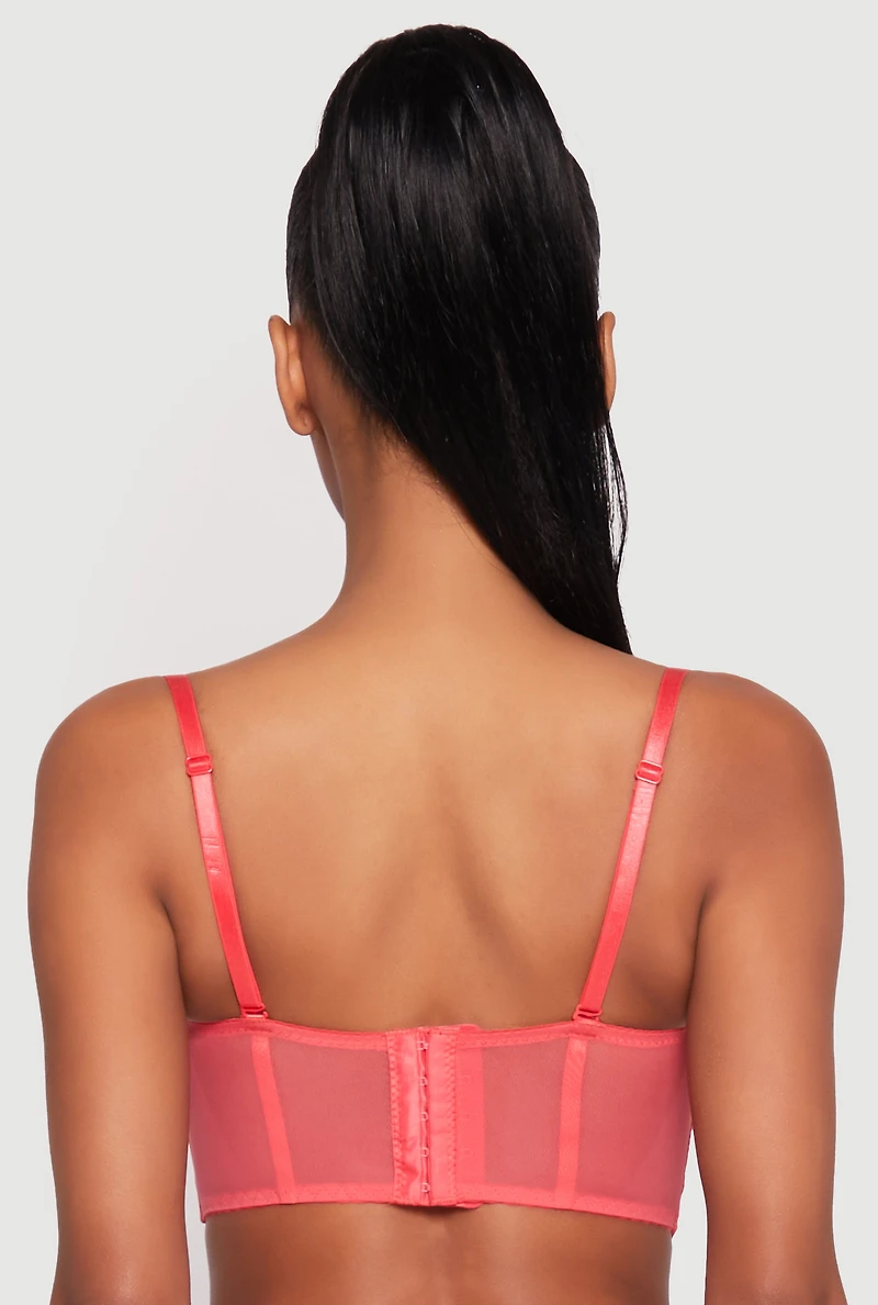 Womens Caged Convertible Longline Lace Balconette Bra, Red, Size 36D