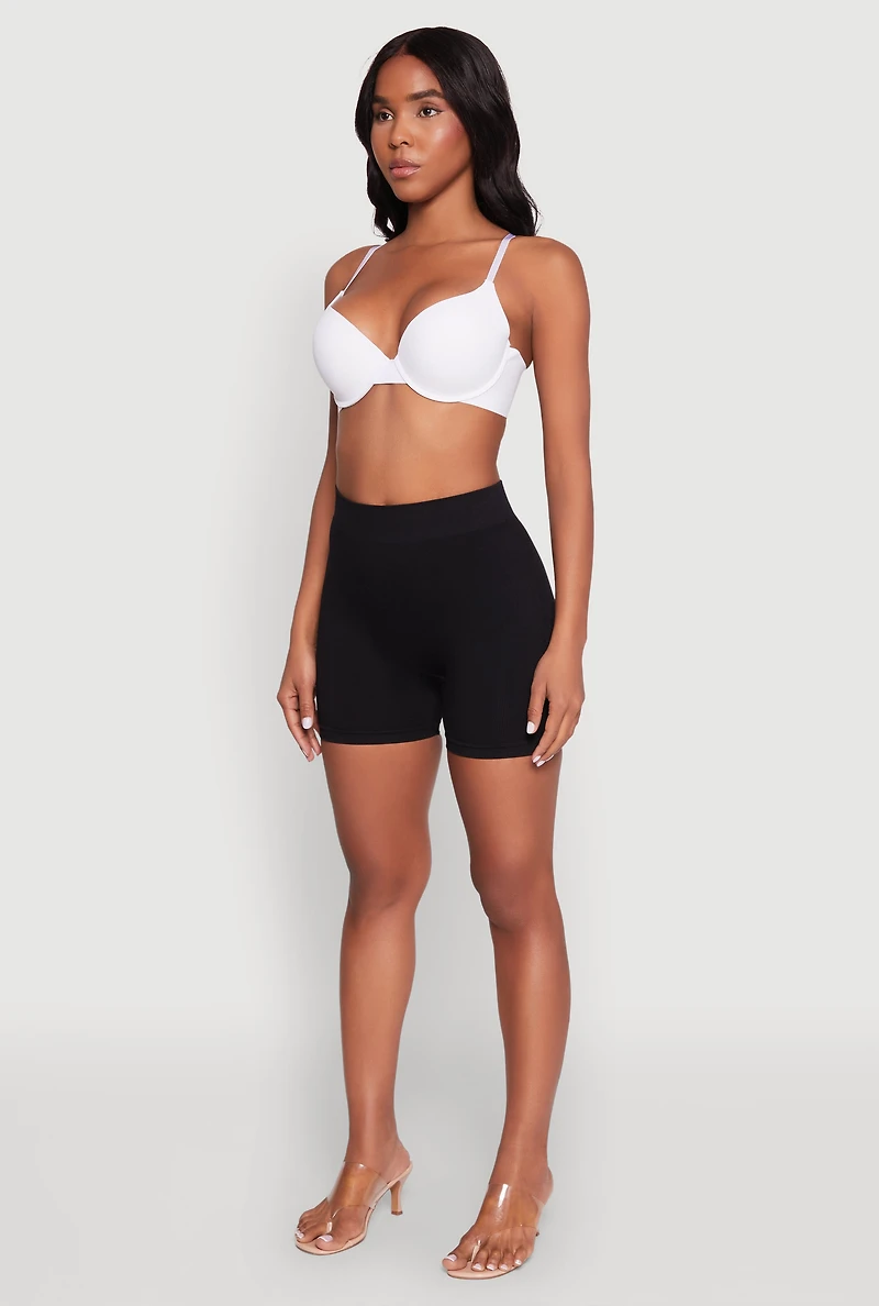 Womens Padded Push Up Plunge Bra with Adjustable Straps, White, Size 36D