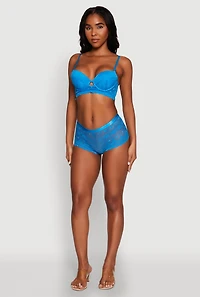 Womens Trendy Scalloped Trim Patterned Lace Panty, Blue, Size L