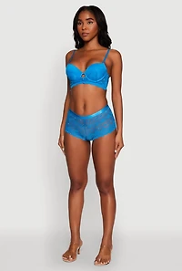 Womens Trendy Scalloped Trim Patterned Lace Panty, Blue, Size L