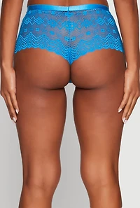 Womens Trendy Scalloped Trim Patterned Lace Panty, Blue, Size L