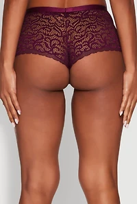 Womens Double Keyhole Lace Boyshort Panties, Purple, Size M