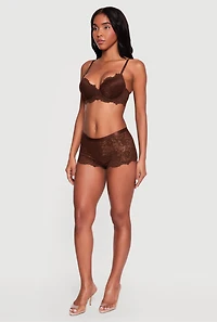 Solid Floral Lace Boyshort Panty
