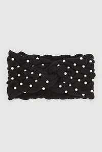 Faux Pearl Twist Front Head Wrap