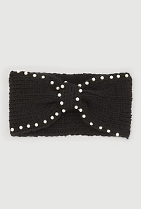 Faux Pearl Trim Knot Front Head Wrap