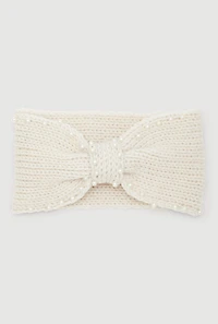 Faux Pearl Trim Knot Front Head Wrap
