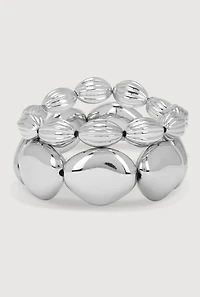 Metallic Beaded Stretch Bracelets Set of 2