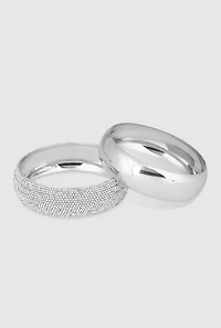 Rhinestone Shiny Metallic 2-Piece Bracelet Set