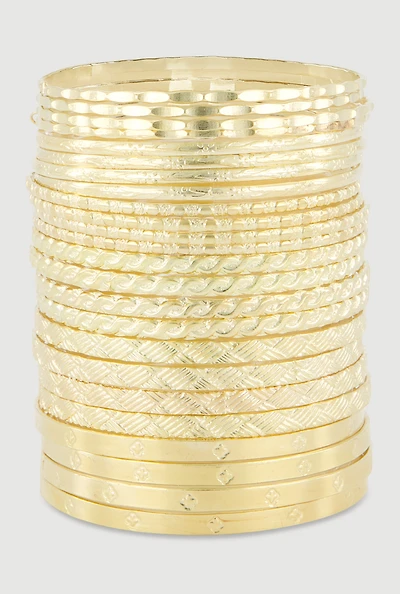 Textured Metallic Bangles Set of 24