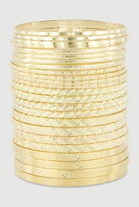 Textured Metallic Bangles Set of 24