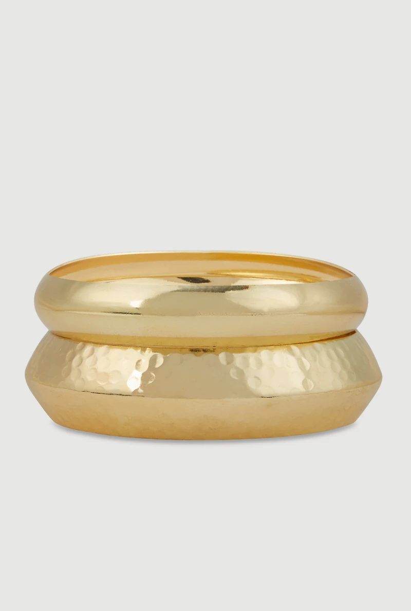 Plus Size Chunky Metallic Bangles Set of 2