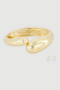 Chunky Hinge Bracelet and Stud Earrings Set