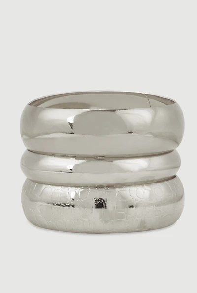Plus Size Wide Metallic Bangles Set of 3