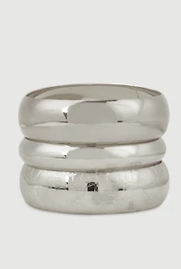 Plus Size Wide Metallic Bangles Set of 3