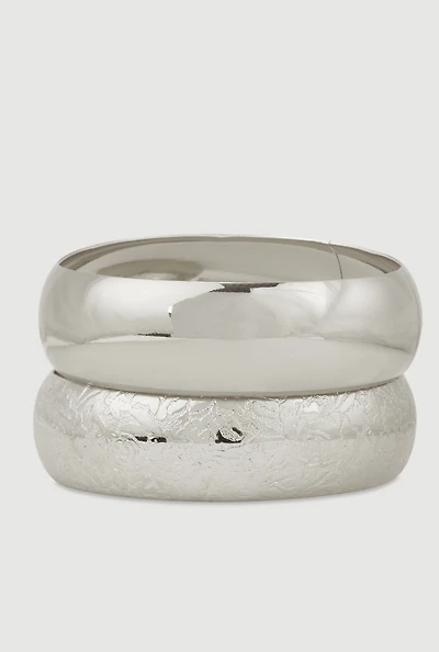 Wide Metallic Bangles Set of 2