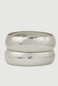 Wide Metallic Bangles Set of 2