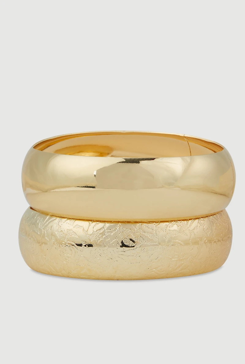 Wide Metallic Bangles Set of 2