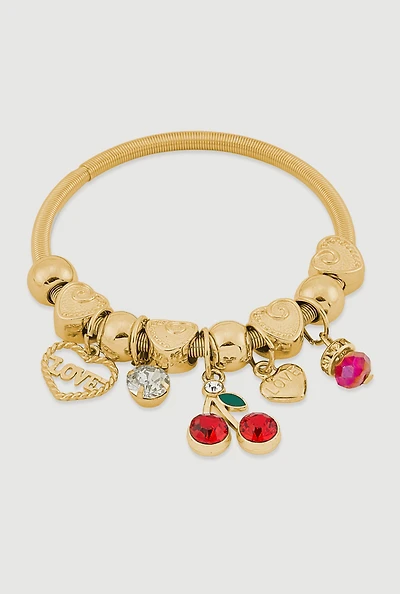 Cherry Love Charm Stretch Bracelet