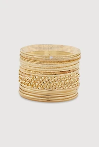 Womens Plus Assorted Metallic Bangles Set of 24,