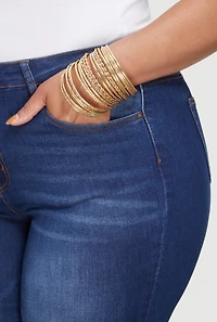 Womens Plus Size Assorted Metallic Bangles Set of 24, Gold