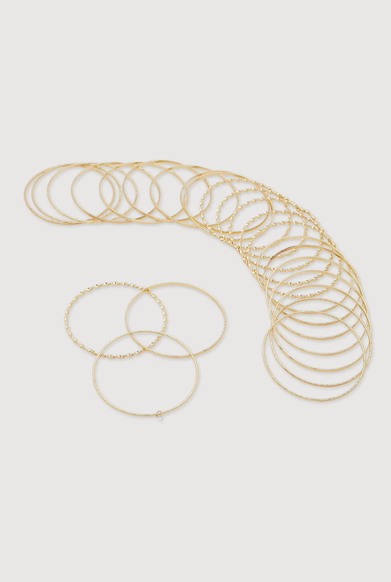 Womens Plus Assorted Metallic Bangles Set of 24,